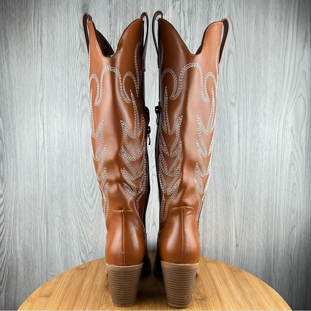 WOMEN’S KNEE HIGH COWBOY BOOTS (CATTLE-9) - Picture 8 of 12